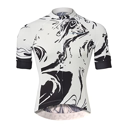 TopActive Maillot de Ciclismo Hombre, Ropa Ciclismo Ciclista, Camiseta Ciclismo, Ropa de Ciclismo Hombre, Manga Corta, Color Blanco, Talla L