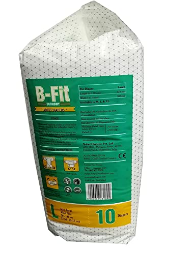 B-Fit Diapers Adult Diaper Economy (Large, 24-36 Inches, 10 Pcs) (Large)