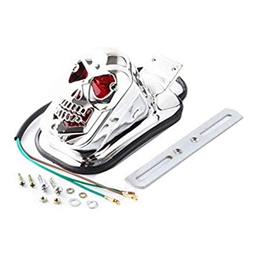 RUSIHO Motorcycle Skull Tombstone Rear Turn Brake Tail Light Signal Cruiser Chopper Touring Scooter Offroad Atv Dual Sport Bike (Chrome)