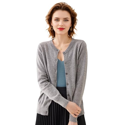 Round Neck Buttoned Wool Sweater，Zipper Cardigan Cashmere Tops，Autumn and Winter Shopping Casual Sweater