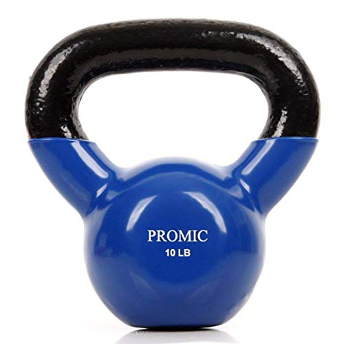 PROMIC Fitness Barbell Vinyl Casted Iron Kettlebell, Single (10lb)