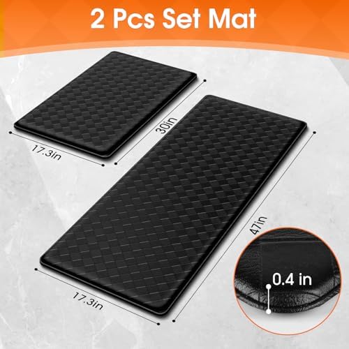 Kitchen Mats, 2PCS Kitchen Rugs, Cushioned Anti Fatigue Kitchen Mats for Floor, Non-Slip Standing Sink Mat, Waterproof Kitchen Rug Set for Kitchen Floor Office,17.3