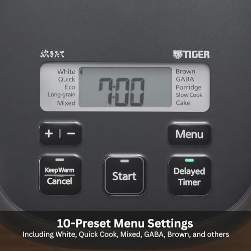 Image of TIGER JBS-A55U-KB 3-Cup (Uncooked) Micom Rice Cooker and Warmer with Non-Stick Ceramic Coated Inner Pot and 10 Auto-Cook Settings, Black
