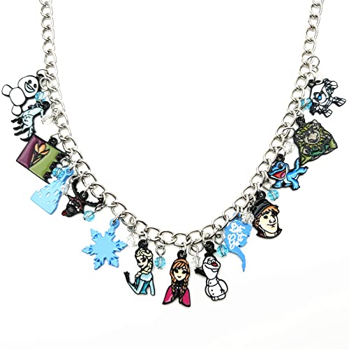 Tklpp Princess Elsa Anna Olaf Charm Necklace Anime Cartoon Metal Froze Necklace Gifts For Woman Girl #TOP22