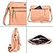 Leather Crossbody bags for Women Small Genuine Nappa Purse Multi Zip Pocket Travel Sling Handbag with Adjustable Strap (Peach Nappa)