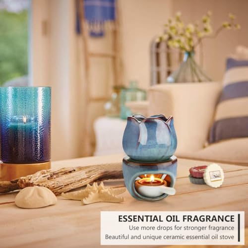 Brûleur en céramique bleue GALPADA pour diffusion parfumée et relaxation - 5