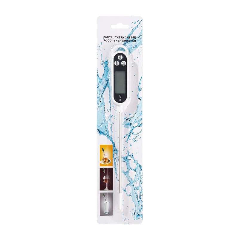 Termómetro digital para alimentos, sonda de acero inoxidable 304, pantalla LCD con interruptor CF, impermeable, sensible, medición rápida y precisa,