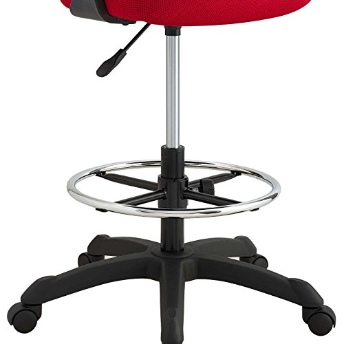 Image of Modway Thrive Drafting Chair - Tall Office Chair for Adjustable Standing Desks in Red