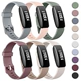 Tobfit 6 PACK Sport Bands Compatible with Fitbit Inspire 2 Bands for Women Men, Soft Silicone Waterproof Straps Replacement Wristbands Compatible for Fitbit Inspire 2/Fitbit Ace 3, Grey/Light