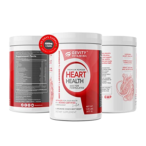 Gevity Vitamins Heart Health Powder, L-Arginine L-Citrulline Complex With 1000Mg Coenzyme Q10 (Coq10), Enhance Nitric Oxide, Cardiovascular Support Supplement, 30 Servings #TOP3
