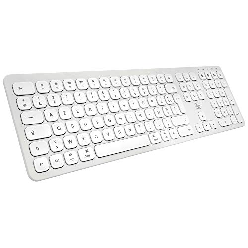 BlueElement Keyboard for Mac - Clavier Bluetooth pour Mac sans Fil Rechargeable - Design Ultra Mince en Aluminium - Touches Silencieuses - Autonomie 90h - pour Mac & iPad - Layout AZERTY Mac (Blanc)