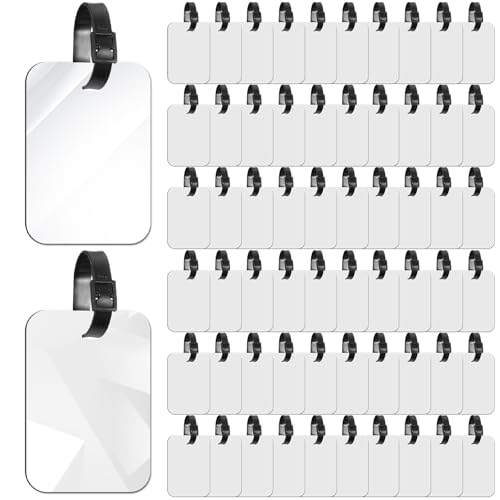60 Pcs Sublimation Luggage Tags White Double Sided Blank Travel Bag Suitcase Label Tags with Strap for DIY Crafting