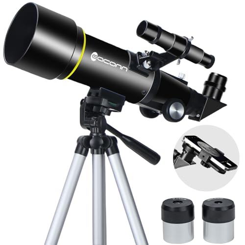 Telescopes, Telescope for Kids and Adults Beginners, 70mm Aperture 400mm Focus Length Refractor Travel Telescope with AZ Mount for Observe The Moon and Landscape-Black