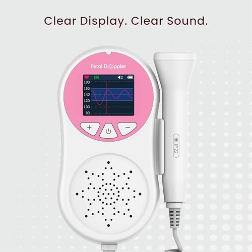 Image of CONTEC10A Pocket Fetal Doppler FHR Monitor, Portable Pregnancy Heartbeat Detector with LCD Color Screen, High Sensitivity Probe, Speaker & Headphone Support