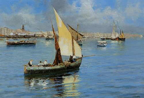 Poster d'art Porto de Napoli d'Attilio Pratella en impression toile haut de gamme