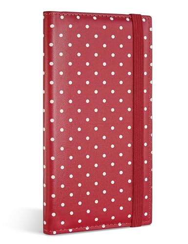 Image of Yarnic Checkbook Cover for Personal Checkbook Holder (Polka Red) | Checkbook Covers with Pen Holder & Built-in Clear Plastic Divider for Duplicate Checks
