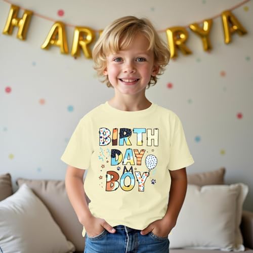 Birthday Shirt for Girl Boy Birthday Party T-Shirt 4-12 Year Kids Cute Balloon Graphic Short Sleeve Tee Tops2
