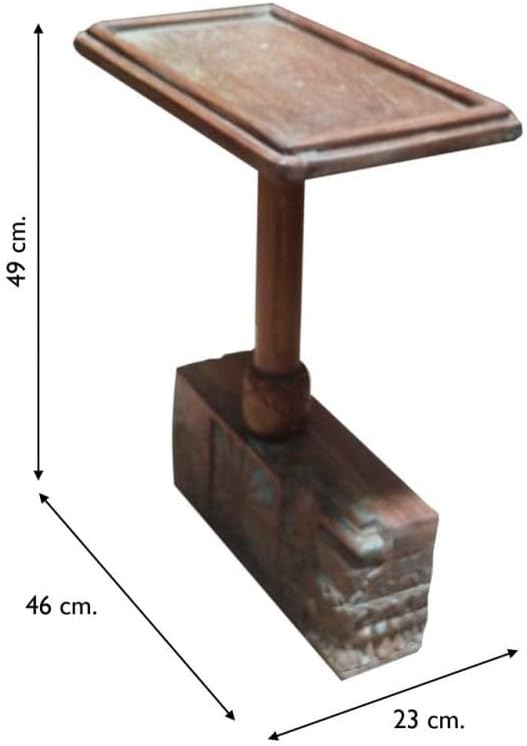 Miniatura 2 de Mesa Auxiliar De Centro De Madera Acabado Artesanal Marron