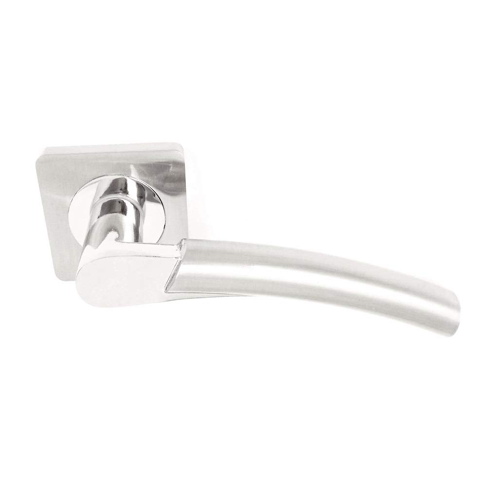 Euroart Arkus Sorrento Lever on Square Rose Door Handle in Satin Nickel by (New Range)