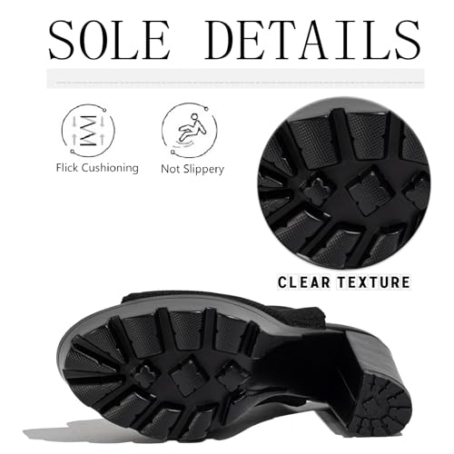 Women’s Knit Platform High Heeled Sandals Sexy Peep Toe Lug Sole Comfortable Chunky Heels Elastic Slingback Ankle Boots Summer Hollow Party Prom Dress Booties4