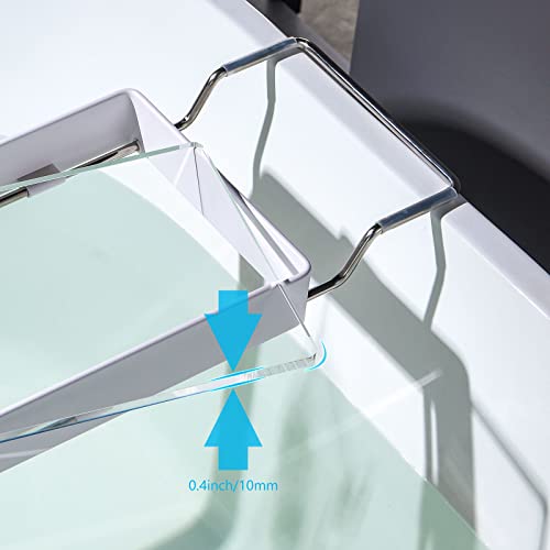 Simpletome Bathtub Tray Expandable, Floating Clear Acrylic With Aluminum Alloy (White) #TOP6