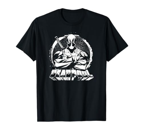 Image of Marvel Deadpool Arms Crossed Chalk Out Badge T-Shirt