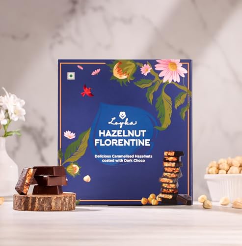 Image of Loyka Hazelnut Florentine Box - 12 pcs | Premium Chocolate Gift Hamper | Choco & Nut Dryfruit Delicacy | Caramalised Hazelnuts coated with Dark Choco | Any-time snack
