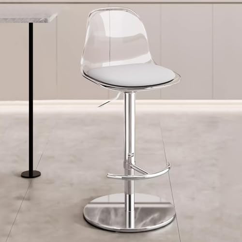Counter Height Bar Stools with Acrylic Backrest 360° Swivel Lift Bar Stools, Non Slip Rubber Ring on The Bottom, Three Levels of Airbars Bar Chairs(Clear,40cm*54-79cm)