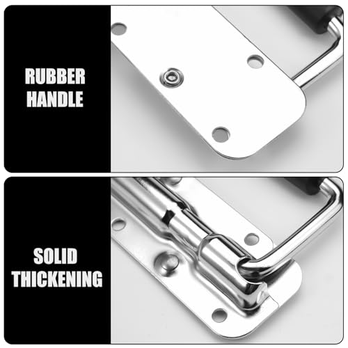 2 Stück Klappgriff, 140mm Gefedert Kistengriff Klappgriff Griff Tragegriff Klappgriffe für Kisten Kistengriff Klappgriff Edelstahl Hardware Boxen mit Isolierter Gummigriffabdeckung für Toolbox Tür