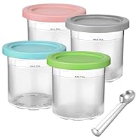 Containers Replacement for Ninja Creami Pints and Lids - 4 Pack, 16oz Cup Compatible with NC301 NC300 NC299AMZ Series Ice Cream Maker, BPA Free Dishwasher Safe Leak Proof