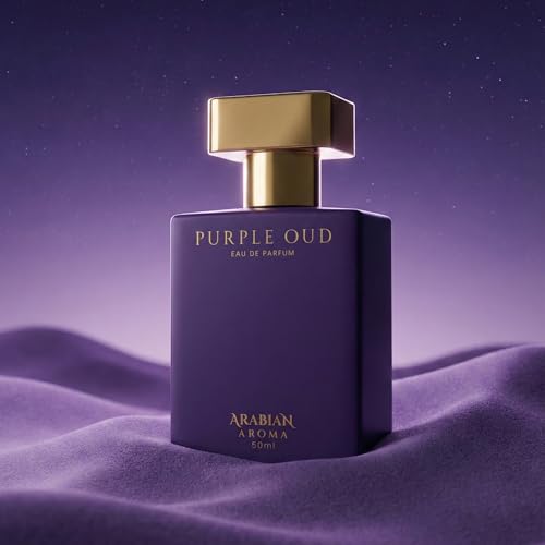 Image of Arabian Aroma Purple Oud Eau de Parfum, Saffron & Pink Pepper Long Lasting Bold Luxury Perfume, 50ml