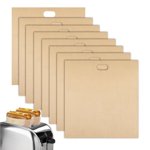 Sacchetti per tostapane A5, riutilizzabili, antiaderenti, 8 pezzi, per formaggio grigliato, panini, pizza, senza BPA, resistenti al calore, per tostapane, forno, microonde, grill