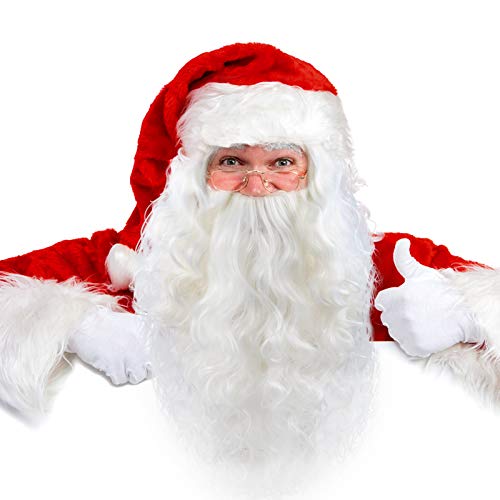 Set de Peluca y Barba de Papá Noel Pelo sintético de Papá...