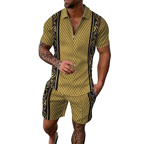 Genérico Conjunto De Chándal De Manga Corta Para Hombre Para Verano Verano Deporte Conjunto Deportivo De 2 Piezas Casual Traje Deportivo Casual Y Polo De Manga Corta Traje Viaje Fiesta Citas Sets
