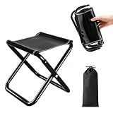 Camping Hocker Tragbarer Klapphocker 200kg (440lbs), Campinghocker Faltbar, Outdoor Campinghocker, Campingstuhl mit Aufbewahrungsbeutel, für Angeln, Reisen, Wandern, Grillen, Garten, Strand(Schwarz)