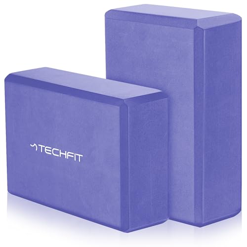 TechFit Mattoncino da Yoga in Schiuma EVA ad Alta Densità, Set da 2 Pezzi, Leggero e Antiscivolo, Supporto Ideale per Yoga, Pilates, Stretching, Dimensioni 23x15x7.6 cm, Viola