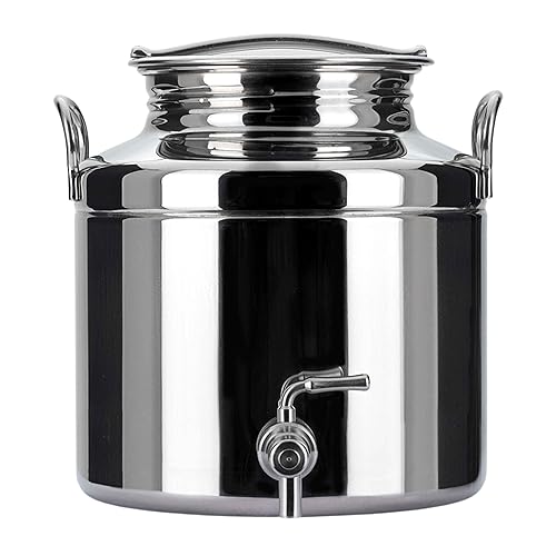 Megashopitalia Fût soudé avec Robinet et Base pour Huile en Acier Inoxydable 18/10 (5 LT)