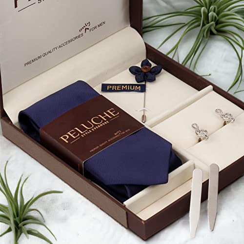 Image of Peluche Modish Navy Blue Colored Microfiber Necktie for Men