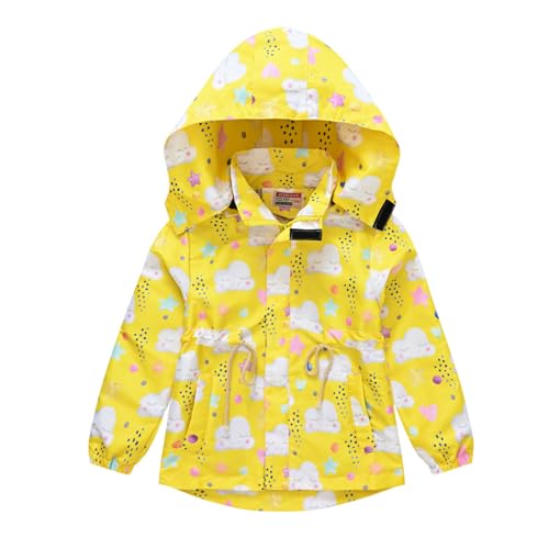 Girls Cartoon Zip Up Hooded Jacket Wind-Resistant Water-Resistant Coat Outerwear Sweatshirts