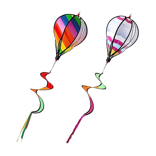 Kisangel 2pcs Hot Air Balloon Wind Spinners Hanging Windmill Decor for Garden Nursery Holiday Celebrations Eye Catching Spiral Design for Outdoor Use