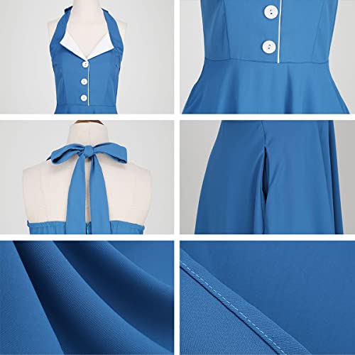 Image of Women Vintage Spaghetti Strap Cami 1950s Polka Dot Rockabilly Swing Dress Casual Boho Floral Print Cocktail Tea Party Dress