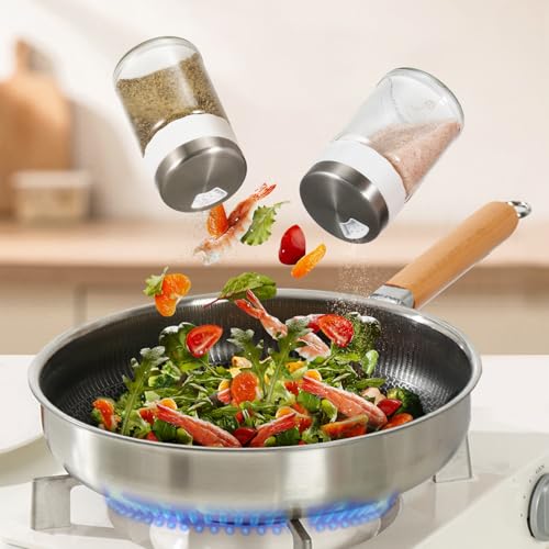 Image of Salt and Pepper Shaker Set (Pour Holde Mill) | Adjustable Pour Holes 3.4 oz Capacity Spice Shaker