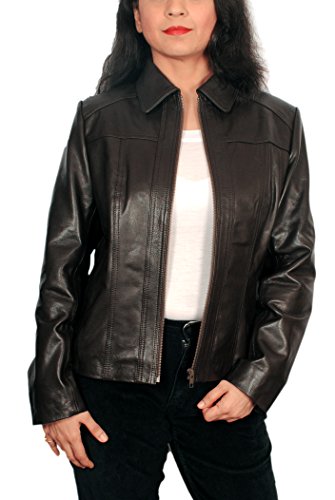 Women's Lambskin Leather Short Peacoat Jacket