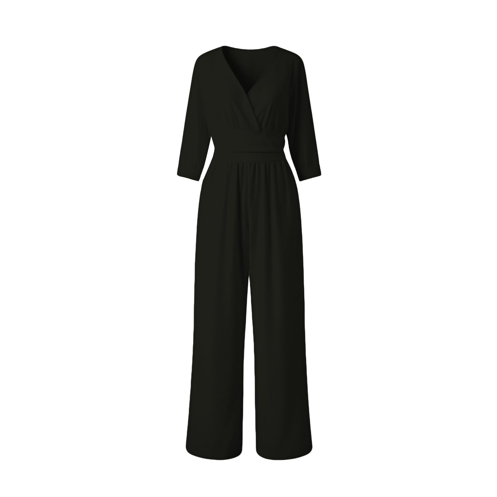 Tuta Donna Elegante Cerimonia Curvy,Jumpsuit Lunga Intera Manica Corta Scollo a V Pieghe,Salopette Estiva Pantaloni Larghi Slim Fit,Monopezzi Casual Cocktail,Jumpsuits Festa Da Sera Overalls