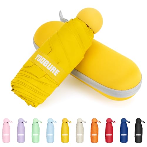 Yoobure Travel Umbrella Portable Compact Umbrellas Pocket Mini for Purse Umbrellas for UV Sun & Rain Small for Backpack Umbrella with Case Folding for Kids Women
