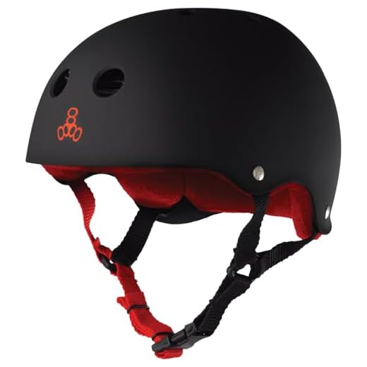 Triple Eight Sweatsaver Liner Skateboarding Helmet, Black Rubber w/ Red, Medium