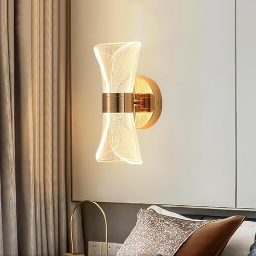 Image of Modern LED Wall Light | 3 Color Modes (Warm, Neutral, Cool White) | Sleek Indoor Golden Wall Lamp for Bedroom, Living Room, Hallway