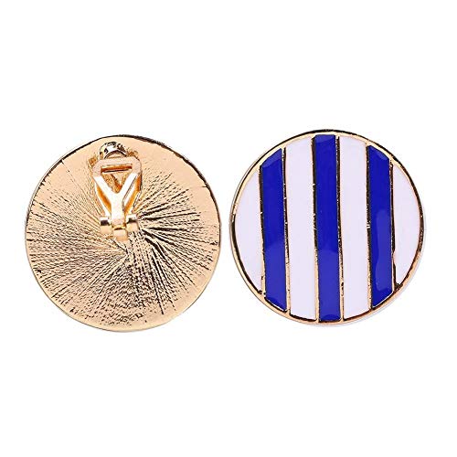 Preisvergleich Produktbild Marineblau Streifen Ohrringe, Mode Frauen Runde Ohrclip Schmuck (Ohrclip)