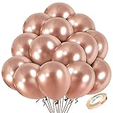 Rose Gold Metallic Chrome Balloons,60pcs 12 inch Latex Party Balloons for Birthday Wedding Bridal...