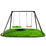 K-Sport: Doppelschaukel Gestell (Metall) I 1x Brettschaukel 1x Nestschaukeln im Set erhalten I Schaukelgestell bis 300kg belastbar I Outdoor Schaukel I Schaukelgerüst inkl. Bodenanker I Made in EU